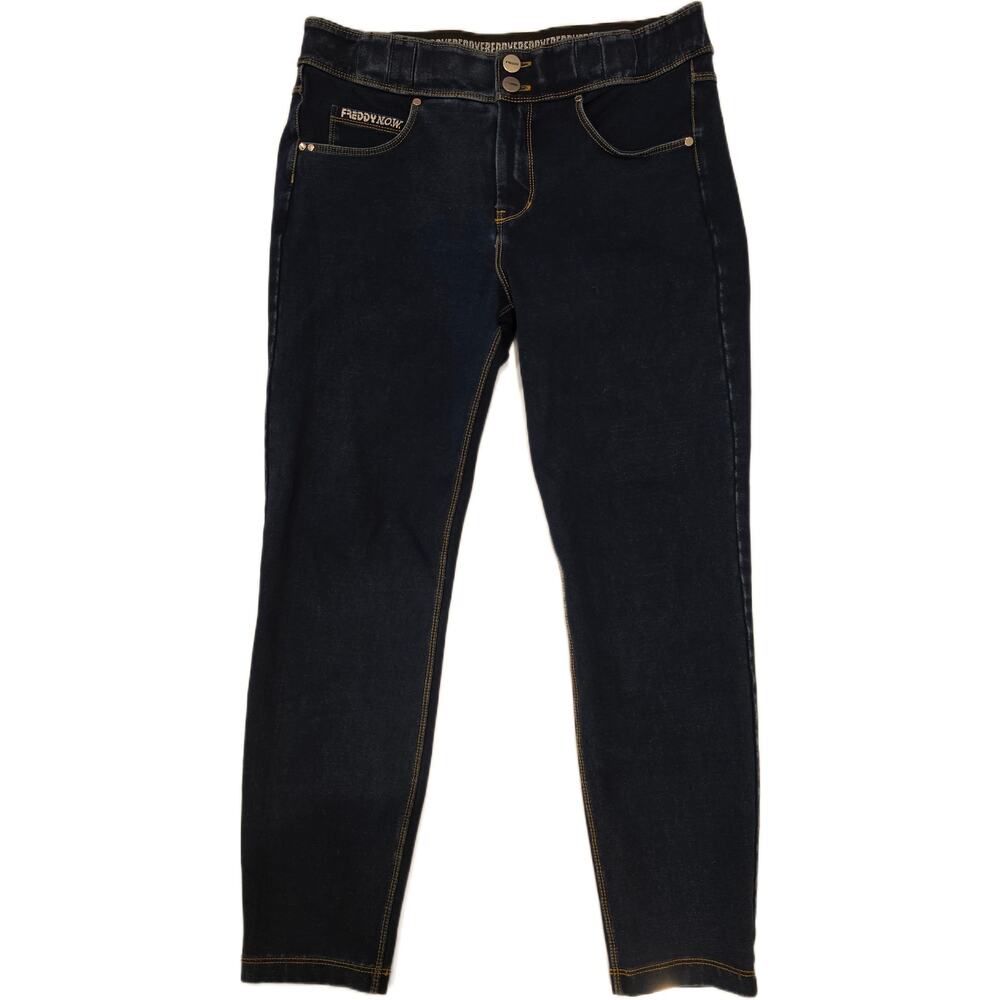 Freddy N.O.W Skinny 5 POCKET DARK DENIM YELLOW STITCH, Size 6 or Medium